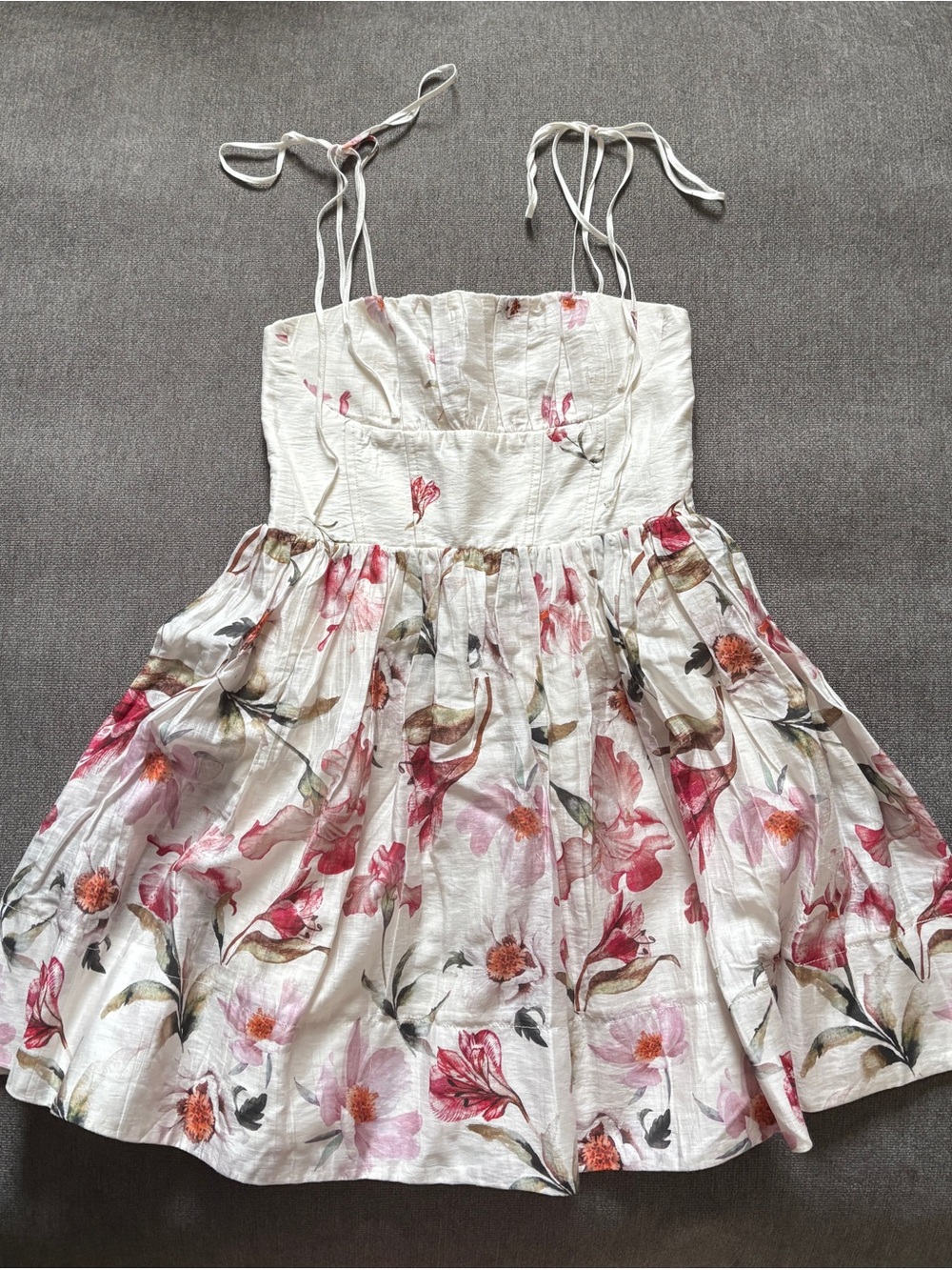 Bow Strap Floral Mini Dress